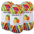 3 * 100g Velvet Chenille Chunky Yarn for Crocheting, Handcrafts Weaving Soft Chenille Yarn for Crocheting Clearance, Used for Making Baby Yarns Blanket, Clothes, Knitting Creations (Bright Rainbow) - color: Bright Rainbow