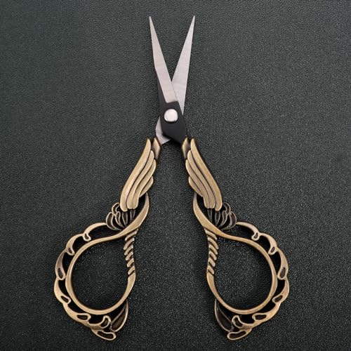 YOUGUOM Embroidery Scissors with Cover, Mini Sewing Shears | Small, Sharp, Precision, for Needlework, Cross Stitch, Crochet, Threading, Artwork, 4.3in, Craft DIY Tools, Left/Right Handed - color: Bronze