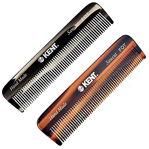 Kent A FOT Handmade Pocket Comb for Men, Women and Kids, All Fine Tooth Hair Comb Straightener for Everyday Grooming and Styling Hair, Beard and Mustache, Saw Cut and Hand Polished, Made in England - color: Bundle, size: 2 Pack