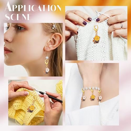 7-70Pcs Angel Wing Pendants Charms Miexed Color Acrylic Beads Charms Golden Dangle Pendants with Lobster Claw Clasps for Necklaces Bracelets Earrings Jewelry Making and Crafting - color: Honey Flower-10 pcs