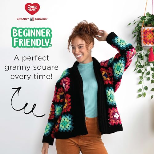 Red Heart Granny Square Crochet Yarn, Black-Grape Granny, 3-Pack | All In One Granny Square Yarn, #4 Medium Worsted Weight 100% Acrylic, Makes Up to 14 Squares, 440 yards, 250g/8.8oz - color: Grape Granny, size: 250g/417yds per ball, pack of 3
