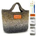 Herally Crochet Kit DIY Bag for Beginners - Crochet Picotin Bag (Brown) | Include Yarn, Hook and Accessory - with Step by Step Video Tutorials - color: browncream