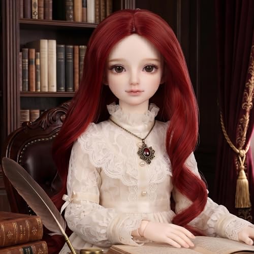 Miss U Hair 7-8 Inch 1/4 BJD Wig Long Wavy Red MSD DOD Pullip Dollfie Wig DIY Handmade Accessories - color: Red