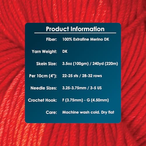 KnitPro Symfonie DK Weight Merino Wool Yarn 240yds, 100g, Berry Bowl | 100% Extrafine Merino, Hand Dyed, OEKO-TEX Certified, Superwash, Colorfast, #3 Yarn Skein for Knitting & Crochet - color: Berry Bowl