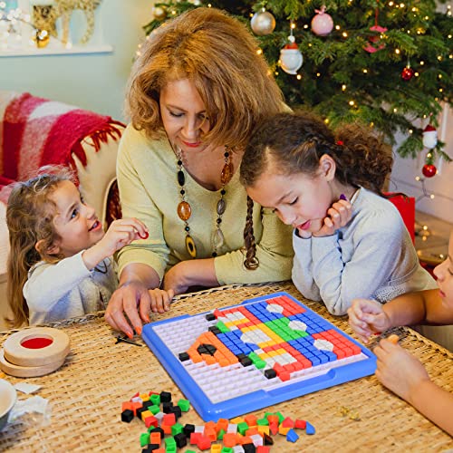 ZOZOPLAY Large Cube Mosaic Puzzle, 490-Piece STEM Learning Building Blocks | 490 ABS cubes, storage case, grid board, 12 pattern prompts for ages 3+; supports color, shape, fine-motor, and STEM learning