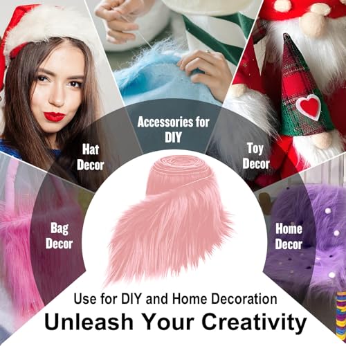 Light Pink 2x60Inch Faux Fur Shaggy Plush Faux Fur, Fabric Precut Strips Fluffy Fuzzy Faux Fur, Craft Beard Hair, Beard Miniature Dolls Rugs Mats Gift, Winter Halloween Christmas Costume Party Decor - color: Light Pink