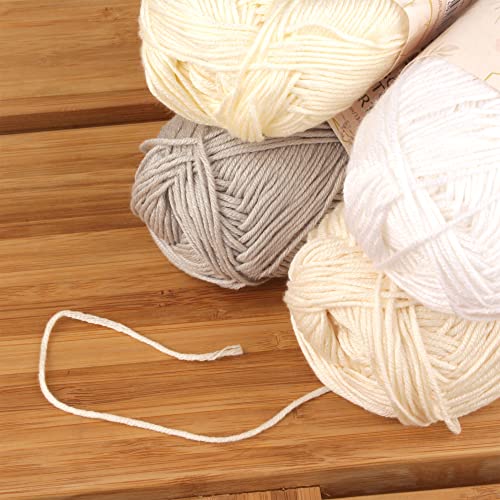 JubileeYarn Bamboo Cotton Sport Yarn - 50g/Skein - Shades of White - 4 Skeins - color: Shades of White, size: 4 Skeins