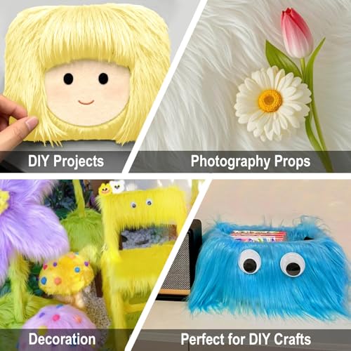 Light Yellow 2x60Inch Faux Fur Shaggy Plush Faux Fur, Fabric Precut Strips Fluffy Fuzzy Faux Fur, Craft Beard Hair, Beard Miniature Dolls Rugs Mats Gift, Winter Halloween Christmas Costume Party Decor - color: Light Yellow