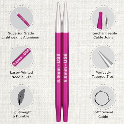 KnitPro Zing Midi Interchangeable Needle Set 4" (10cm) | 7 US Sizes (2.5 to 8) - size: Midi