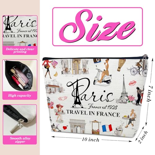 Paris Travel Gift Makeup Bag, City Themed Cosmetic Pouch for Women | Travel in France Essential, Paris Souvenirs Bag, Trip Favors for Traveller Lovers - color: multicolor0206