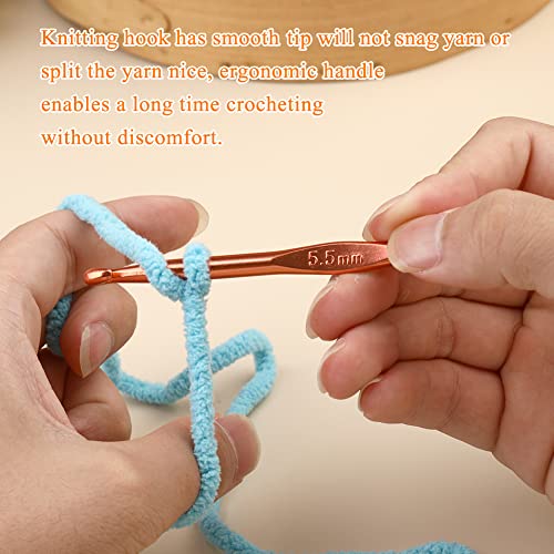 Iuuidu 5.5mm Aluminum Crochet Hook, Smooth Crochet Needles | Crochet Hooks for Arthritic Hands, Knitting Needles for Yarn Craft, Great Handmade DIY Present for Friends, Random Color - color: Aluminum Crochet Hook, size: 5.5mm