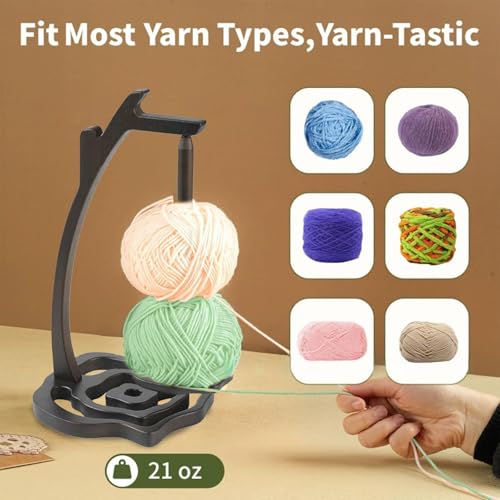 Joyeee Wooden Yarn Holder Spinner, Crochet Holder Yarn Spindle Gifts for Hand Knitting & Crochet Enthusiasts, Knitters Crochet Knit Storage, Stops Yarn From Tangling, Gift for Knitting Lovers, Black - color: Black