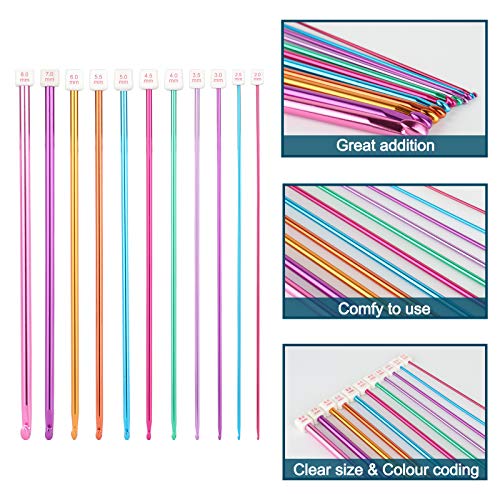 Coopay Complete Tunisian Crochet Hooks Set, Knitting & Crochet Supplies | 11Pcs 2.0-8.0mm Metal Long Crochet Hooks and 12Pcs 3.0-10.0mm Carbonized Bamboo Afghan Crochet Needles with Cable(All-in-One) - color: Tunisian Mixed Set With Accessories