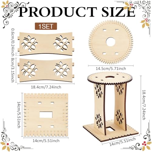 BENECREAT Wood Braiding Disk Friendship Bracelet Looms, 2 Styles Bracelet Knitting Disk Kit with Round & Square Desktop for DIY Hand Rope (Navajo White)