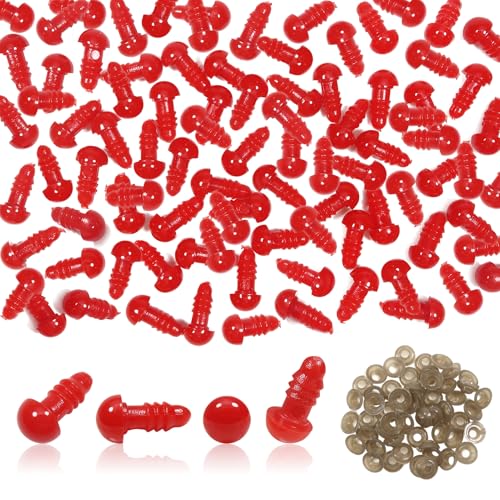 TOAOB 50pcs 8mm Mini Safety Eyes for Amigurumis Plastic Crochet Red Eye | Crafts Doll Safety Eyes with Washers, for DIY Crocheting Small Animals Doll, Making Supplies - size: 8mm
