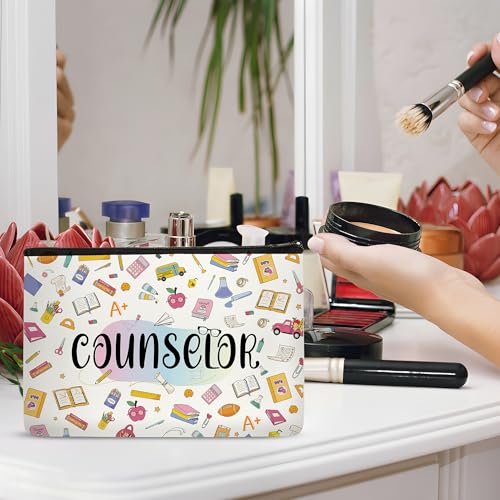 Counselor Makeup Bag, Cute Counseling Office Gift for Women, 9.8×7.1 in Zipper Pouch, Cosmetic & Essentials Organizer for Counselor Appreciation and Staff Week - style: Counselor