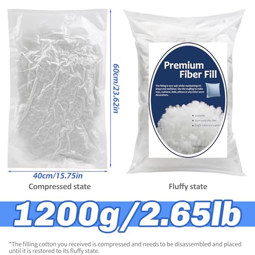 Bupete 2.6lb/41.6oz Polyfill Stuffing, (1.8oz~4.18lb) Pillow Stuffing | Pillow Filling Stuffing for Couch Pillows, Stuffing for Pillows, Fiber Filling Stuffing, Polyester Fiberfill Stuffing - color: White 41.6oz