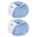 Fine Weight Knitted and Crocheted Cotton Yarn, 100% Long Staple Cotton Yarn, Baby Sports, 2 Packages of 100g/3.52oz (Per Skein 50g/162yards)-Funny Blue - color: PM14-Funny Blue