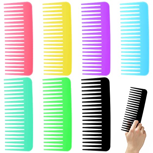 Vesici 100 Pcs Wide Tooth Comb Bulk 6.1" Large Tooth Hair Brush Set | 7 Colors, for Wet Hair, Portable Pocket Detangling, Travel Hotel Salon Use, Homeless Shelter Nursing Home Charity Church