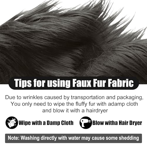 Dark Grey 2x60Inch Faux Fur Shaggy Plush Faux Fur, Fabric Precut Strips Fluffy Fuzzy Faux Fur, Craft Beard Hair, Beard Miniature Dolls Rugs Mats Gift, Winter Halloween Christmas Costume Party Decor - color: Dark Grey