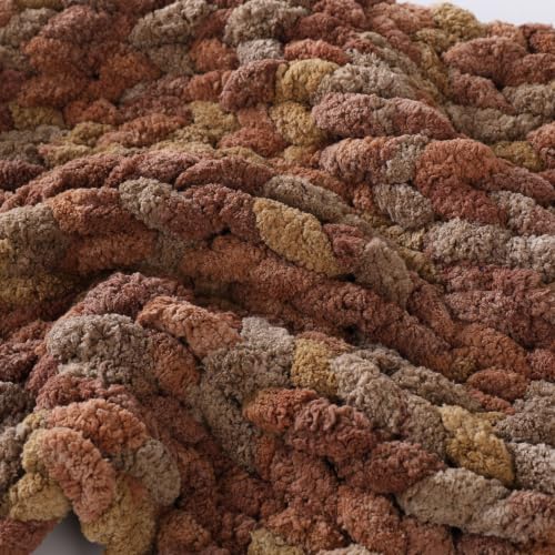 Chunky Chenille Yarn for Hand Knitting 8 Jumbo Pack Chunky Yarn for Hand Soft Blanket Knitting, Bulky Thick Fluffy Yarn for Crocheting (Pudding) - color: Pudding