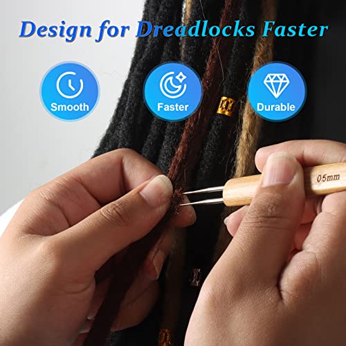 6PCS Dreadlock Crochet Needle for Dreadlocks 0.5mm, Durable Dreadlock Crochet Hooks for Hair with Interlocking Tool, Excellent for Maintaining Real Dread Loc - size: 0.5 mm
