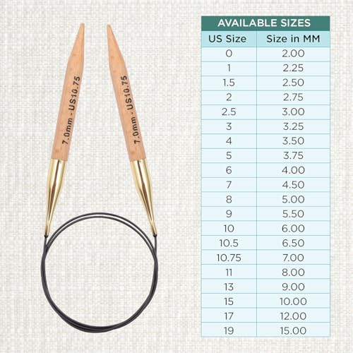 KnitPro Basix Beech Fixed Circular Needles 47" (120cm) | US Size 10.75 (7mm) - size: US 10.75 (7mm)