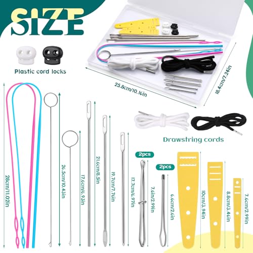 Fedmut 20 Pcs Drawstring Threader Tool Set, Easy Threading Puller Tool Set | Loop Turner Sewing Tool for Easy Hoodie, Jacket, and Pants Threading, Bodkin Sewing Tool for Drawstrings and Cords - color: Set C