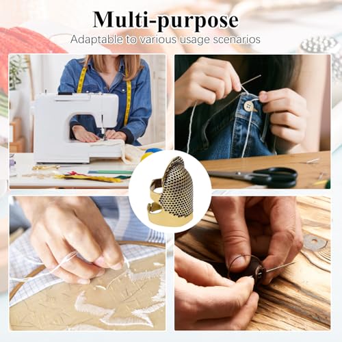 Sewing Thimble, Finger Protector for Hand Sewing, Quilting & Needlework, Comfortable Fit, Essential Sewing Accessory Safety Use - color: 1 Brown S