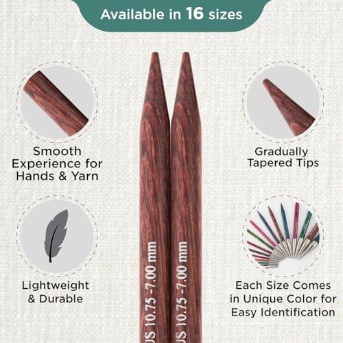 KnitPro Dreamz Interchangeable Circular Needles 5" (13cm) | US Size 10.75 (7mm) - color: Burgundy Rose, size: US 10.75 (7.00mm)