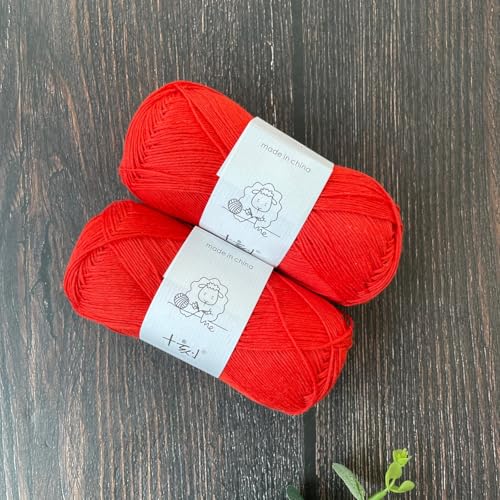 Linen Rayon Lyocell Blend Yarn, Superfine Fingering Weight (1), 150g/5.29oz (3 Strands, 50g/230yds per Strand)- 14 Red - color: SM14-Red