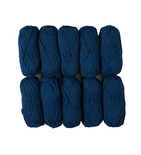 Knit Picks Wool of the Andes Blue 100% Wool Yarn Pack for Knitting | 10 skeins (500g total) of soft worsted weight crocheting yarn in Sapphire Heather color, good for felting. - color: Sapphire Heather