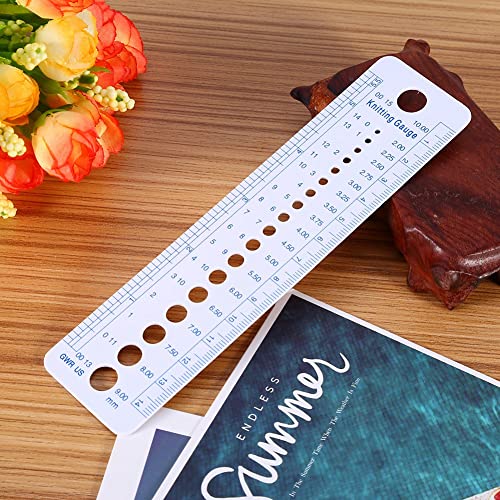 Eujgoov Knitting Needle Gauge Ruler Durable Plastic Sewing Knitting Tools 2-10mm Measurement Easy to Read Carry for Crocheters