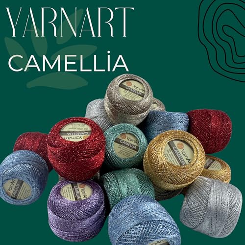 Yarnart Camellia Metallic Shimmer Fine Yarn - 70% Polyester, 30% Metallic, 192m, 20g, Crochet Thread, Lace, Embroidery, Jewelry Making, and Decorative Craft Yarn, 1.25mm (Midnight Silver, 20g Skein) - color: Midnight Silver, size: 20g Skein