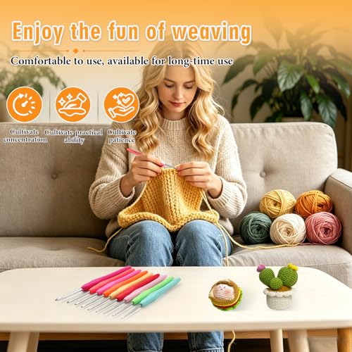 SHWAKK Small Crochet Hook, 0.5 mm Lace Ergonomic Crochet Hooks | Tiny Crochet Needles for Arthritic Hands, Knitting Needles with Soft Handle Beginners and Experienced Hobbyists (0.5 mm) - size: 0.5mm
