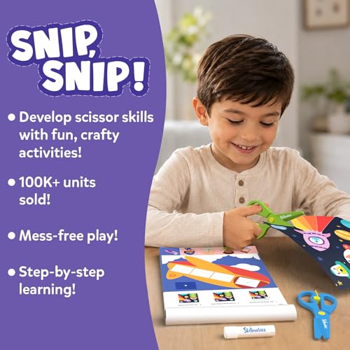 Skillmatics Snip Snip, Scissor Skills, Felt Craft Activity, Gift for Kids | Cutting Activity Book, Safety Scissors, Fine Motor Skills for Preschool, Screen-Free, Learning Toy, Toddlers, Ages 3, 4, 5, 6 - style: 1. Multi-Theme