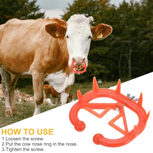 M METERXITY 10-Pack Cow Nose Rings Set, Plastic Farm Livestock Cow Nose Clip with 0.79" Long Spikes for Farm Cattle Prevent Milk Sucking [Orange/Yellow] - color: Orange/Yellow
