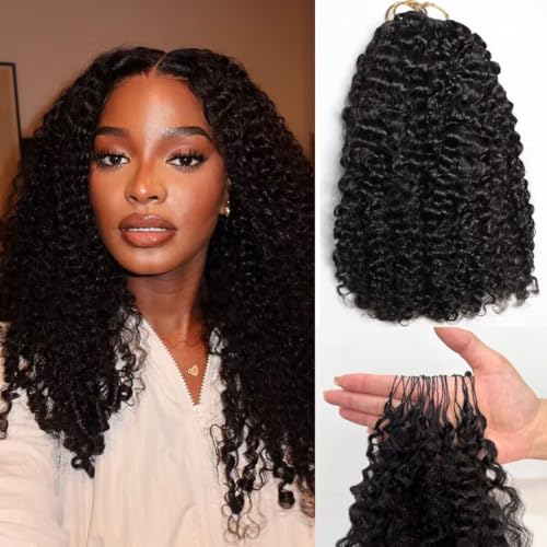 Feather Crochet Human Hair 20 Inch Crochet Burmese Curly 15A 100% Human Hair Bundles 120g 80 Strands Pre-Separated Crochet Hair for Black Women Burmese Curly Invisible Crochet Hair Extensions - color: Burmese Curly Crochet Hair, size: 20 20 Inch