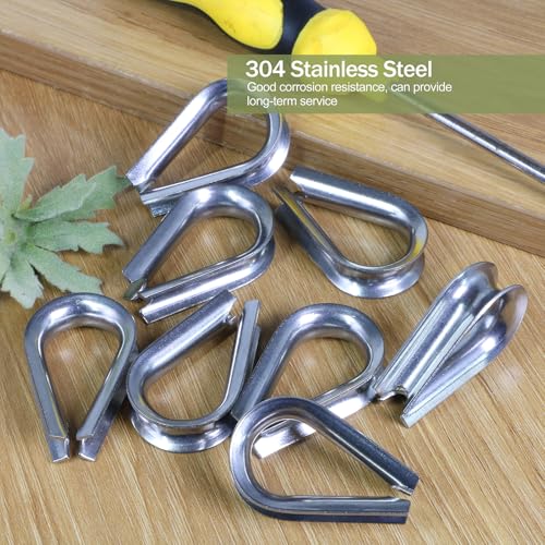M8 Wire Rope Thimble, 304 Stainless Steel Thimble for 9/32-5/16 Inch Diameter Wire Rope, 12 Pieces - size: M8