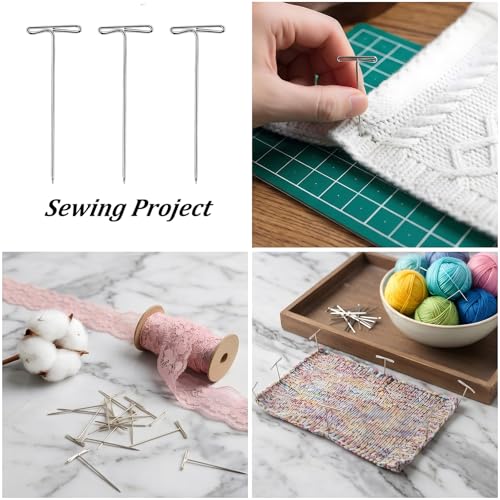 500Pcs T Pins, 1.5 Inch Stainless Steel T-pins for Wigs | Long Straight Wig Pins T Shape Sewing Pin for Blocking Knitting Sewing Craft Quilting Wig Making