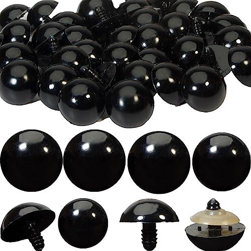 Zhbrchz 80pcs 24mm Black Large Plastic Safety Eyes with Washers | Crafts Safety Eyes with Washers for Amigurumi Crochet Bears Stuffed Animals Doll Making - size: 24mm
