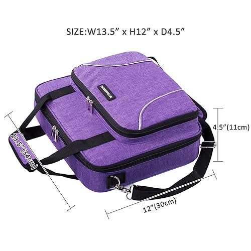 MYBAGZING | Large Embroidery Project Bag - Cross Stitch Supplies Organizer - Embroidery Kits Bag - Storage & Organizer for Floss, Loops - color: Purple