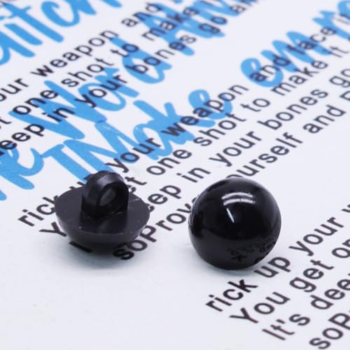 Jiozermi Safety Eyes Buttons, Black, 10mm, 100Pcs | DIY Sewing Crafting, Round Craft Eyes, Sewing Shank Eyes, Round Domed Buttons, For Puppet Bear Doll Animal Stuffed Toys - size: 10mm