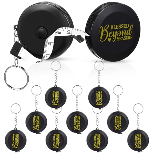 12 Pack Christian Keychain Measuring Tape Ruler Retractable Measure Tape Women Christian Favor for Body Sewing Fabric Tailor Cloth Craft Medical Measurement(Black) - color: Black