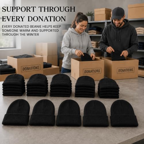 Yacht & Smith Wholesale Beanie and Glove Winter Bulk Kit, Kids Adults Bulk Sets, Homeless Donation Shelters - color: 12 Packs Adults Black