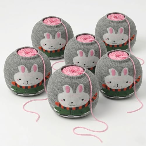 Yarn Ball Sleeve, Stretch Center Pull Yarn Cake Cover Keeps Yarn Organized | 6 Pack Reusable Yarn Cozy Holders for Knitting, Crochet & Craft Projects, Soft Elastic Bunny Skein Covers