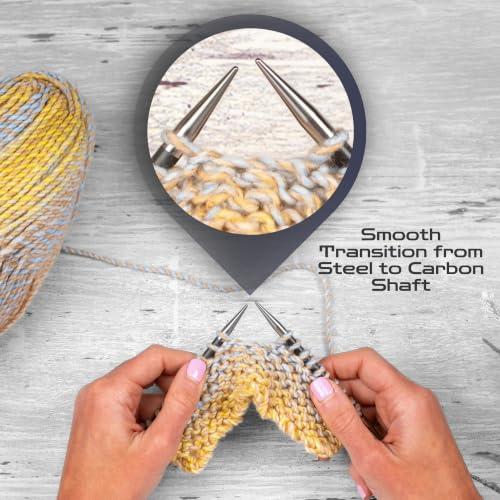 ChiaoGoo Forte 5-Inch, US 10.5 (6.5 mm) [L] IntChg. Circular Needle Tips | Carbon Fiber Shaft, Sharp Stainless Steel Tip, Smooth Metal Joins, Stitch Holder, Works with ALL [L] Cables - size: US 10.5 (6.5 mm) 5 in.