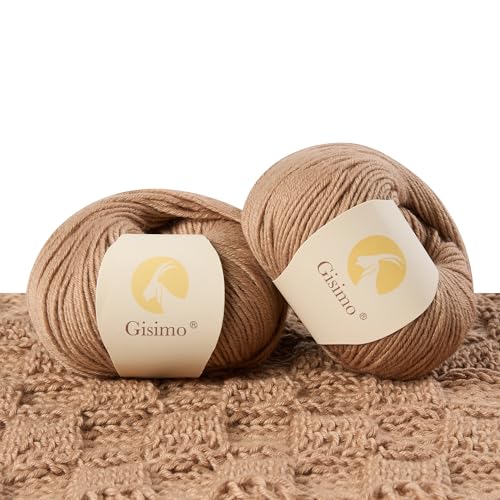Merino Wool Yarn for Knitting & Crocheting - 35% Wool, 65% Acrylic - color: Camle, size: 2 Ball