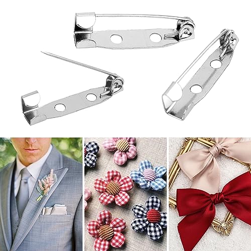 50 Pcs Silver Bar Pins, Safety Pins - Secure Back Clasp - Reliable Brooch Pins for Various Uses Locking Pins Backs Safety Clasp Brooch (30MM, Silver) - size: 30MM
