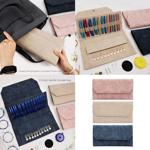 Empty Circular Knitting Needle Case with Multiple Elastic Slot Empty Crochet Hook Storage Bag Knitting Tool Organiser Crochet Hook Case - color: B
